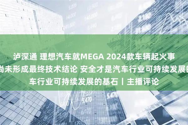 泸深通 理想汽车就MEGA 2024款车辆起火事件发文致歉 目前尚未形成最终技术结论 安全才是汽车行业可持续发展的基石丨主播评论